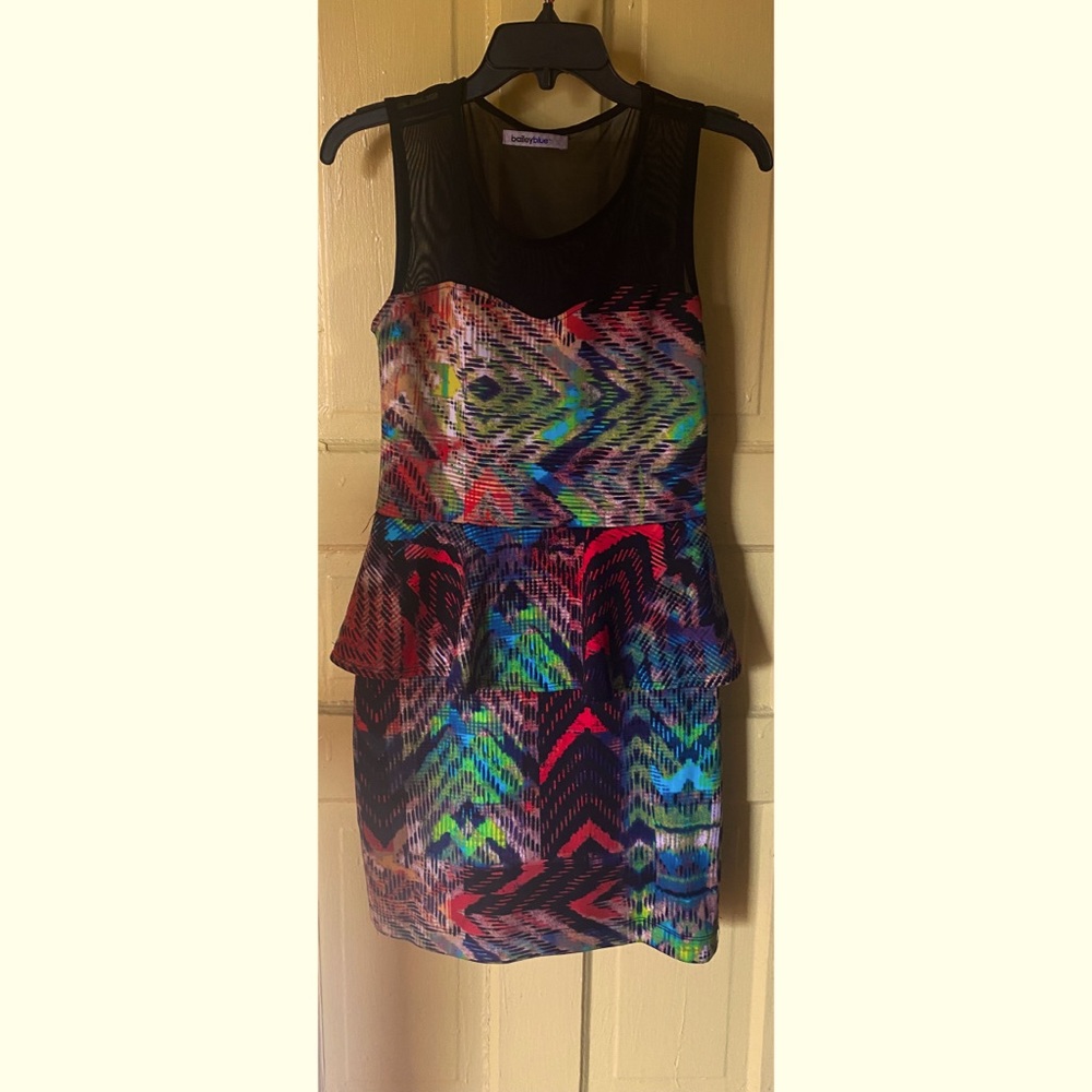 Bailey Blue| multi-color dress blk sheer mesh back